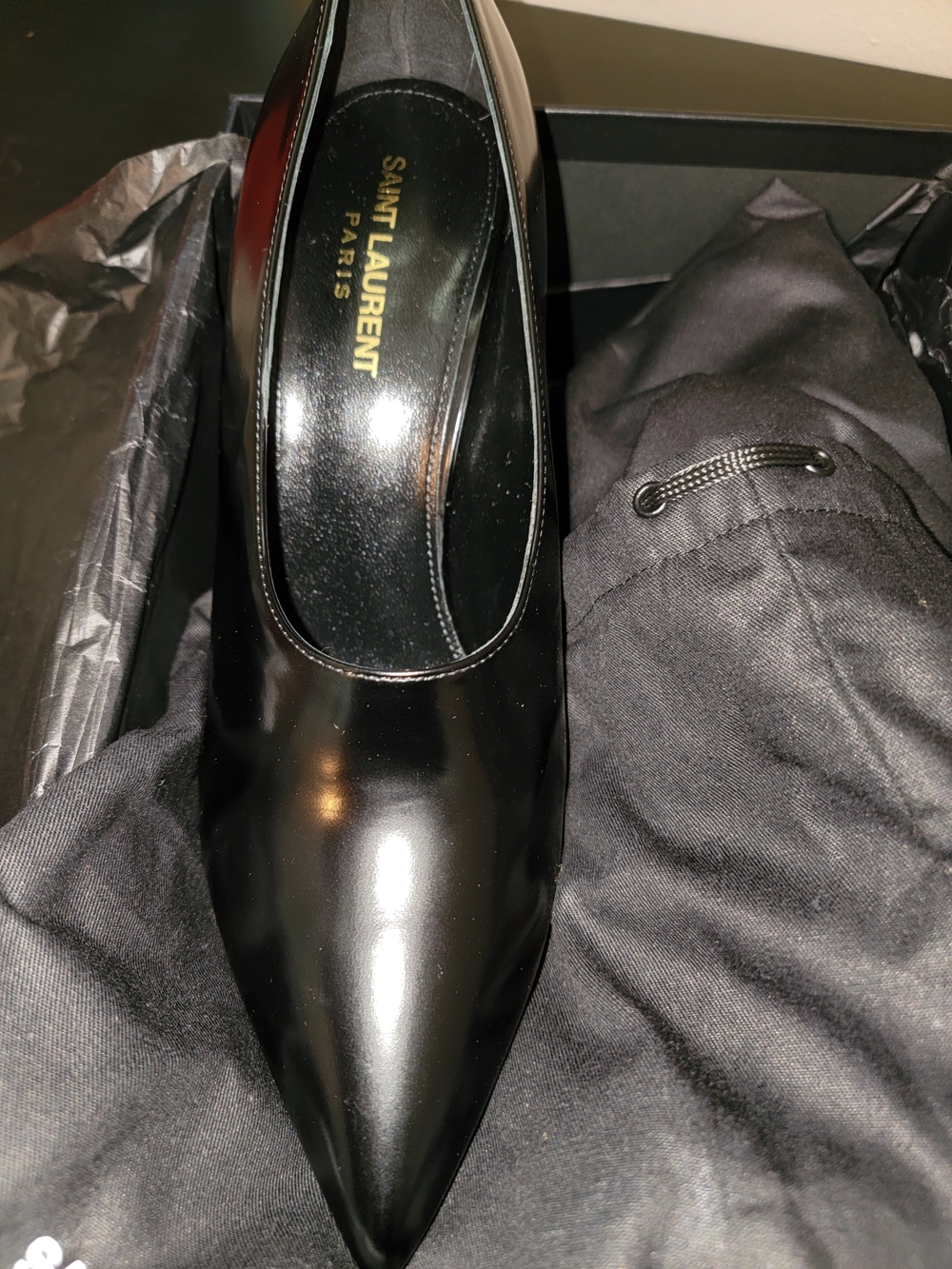 New Saint Laurent Black Stiletto Bootie Sz 40 - Picture 5 of 6